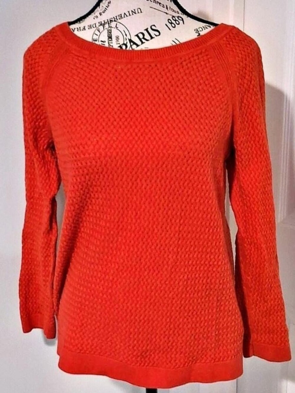 Sonoma Womens Ultra Soft Textured Honeycomb Crewneck Sweater Top M